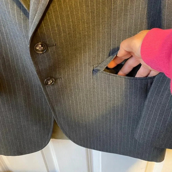 Giant Collegiate 2 Button Men's Gray Suit Blazer Tuxedo Size 39 NWOT Pockets - Picture 8 of 8